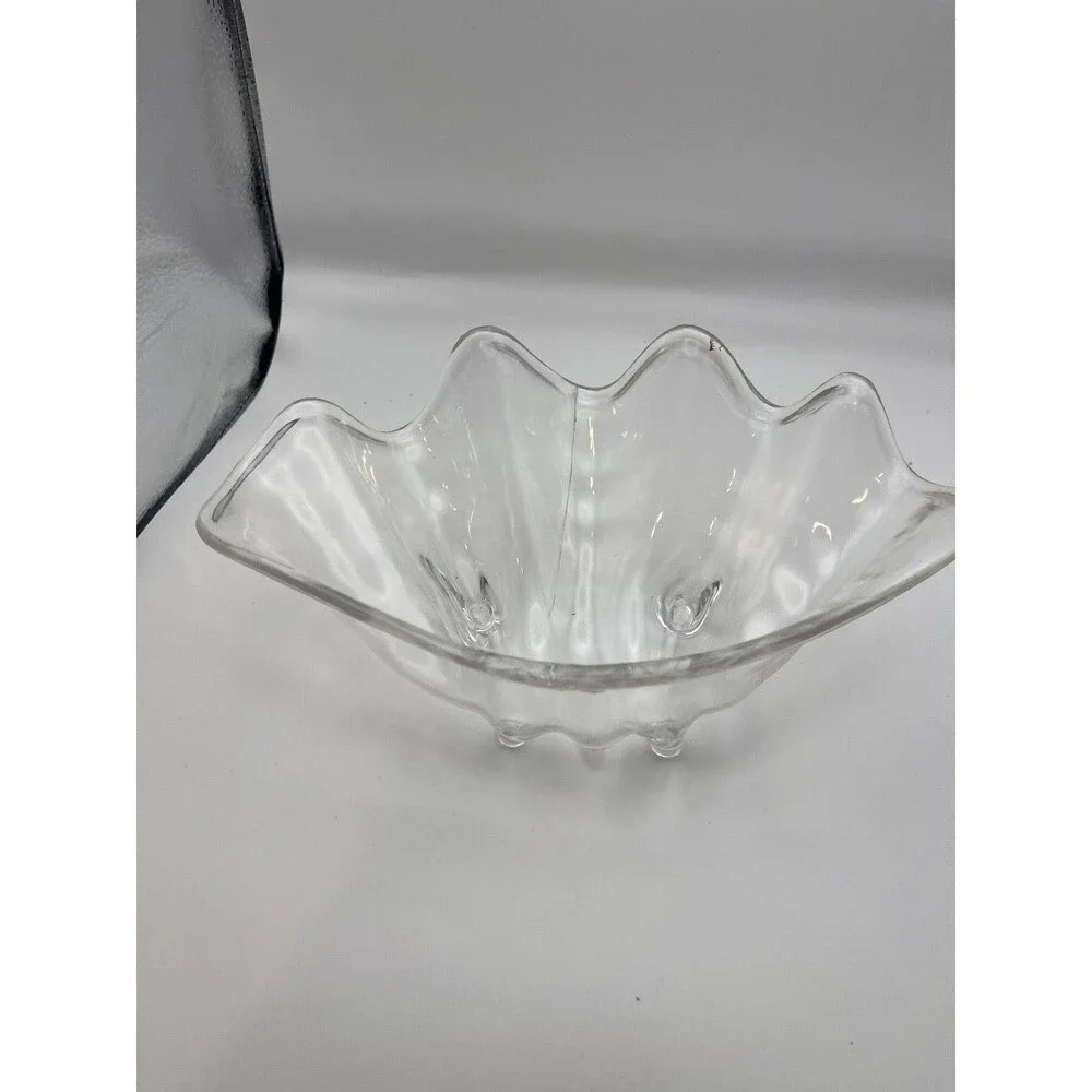Set of 4 Small Clam Shell Style Clear Art acrylic bowl 9”Decorative Serving dish